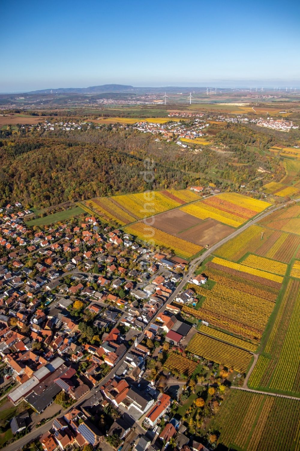 Luftbild Bobenheim am Berg - Dorfsiedlung am Weinbaugebiet in Bobenheim am Berg im Bundesland Rheinland-Pfalz, Deutschland