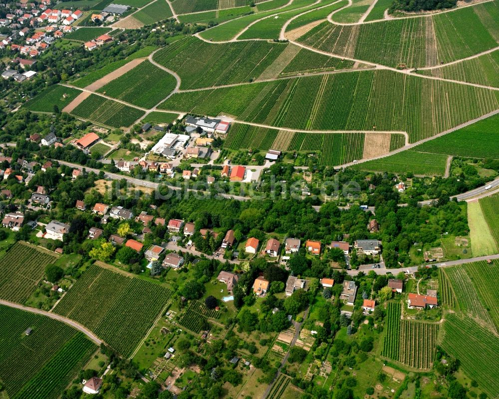 Luftaufnahme Heilbronn - Dorfsiedlung am Weinbaugebiet in Heilbronn im Bundesland Baden-Württemberg, Deutschland