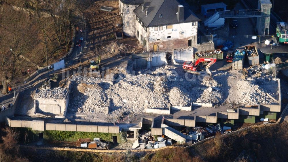 Königswinter aus der Vogelperspektive: Drachenfelsplateau während dem Abriss in Königswinter im Bundesland Nordrhein-Westfalen