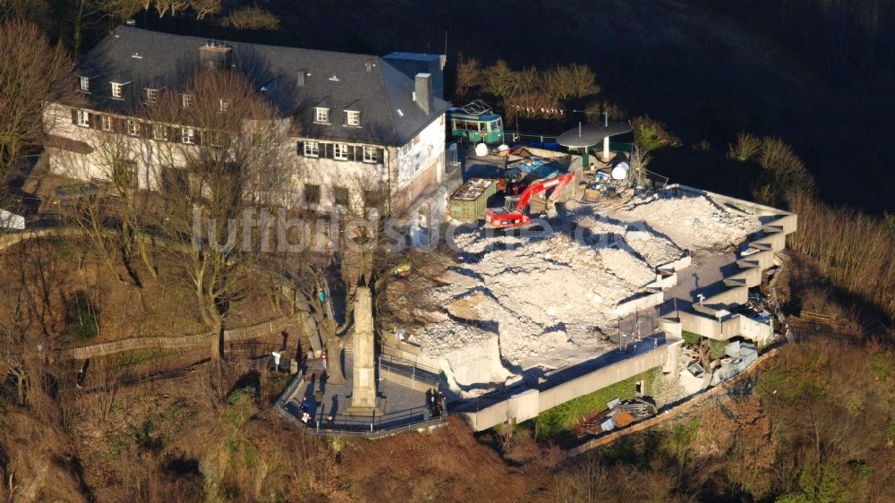 Luftbild Königswinter - Drachenfelsplateau während dem Abriss in Königswinter im Bundesland Nordrhein-Westfalen
