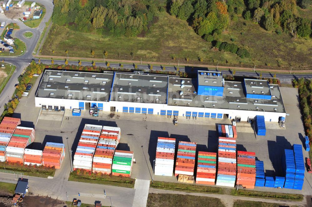 Oranienburg aus der Vogelperspektive: Dss Betriebsgelände der Genan GmbH in Oranienburg in Brandenburg