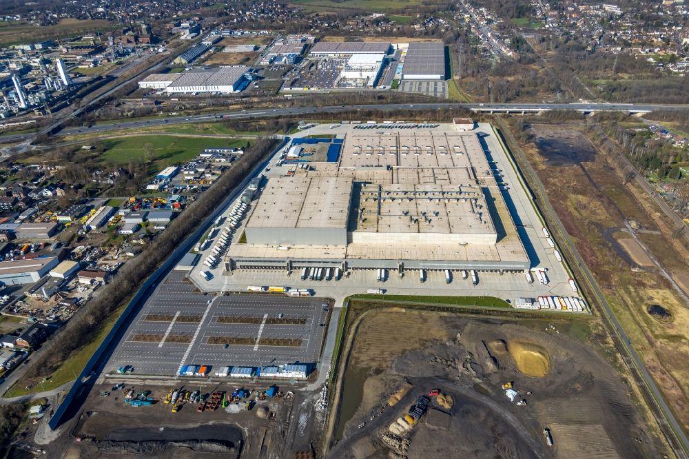 Luftaufnahme Oberhausen - Edeka- Logistikzentrum im Gewerbegebiet Weierheide in Oberhausen im Bundesland Nordrhein-Westfalen, Deutschland