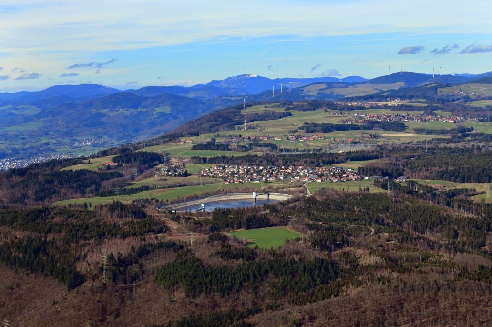 Rickenbach von oben - Eggbergbecken und Ortsteil Egg von Rickenbach auf dem Hotzenwald im Bundesland Baden-Württemberg, Deutschland