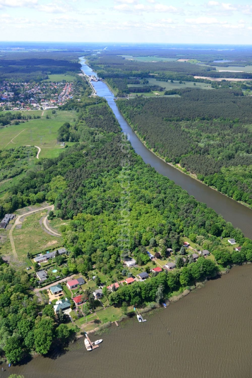 Wusterwitz von oben - Ehemaliges Tiergartengelände am Elbe-Havel-Kanal bei Wusterwitz im Bundesland Brandenburg