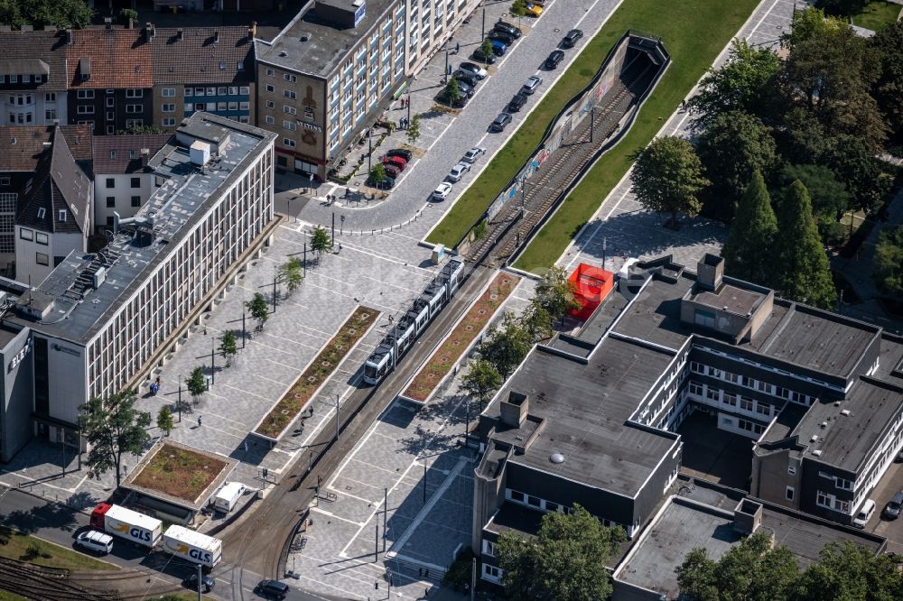 Luftbild Gelsenkirchen - Ein- und Ausfahrt des Stadtbahn- Tunnel- Bauwerkes an der Ebertstraße in Gelsenkirchen im Bundesland Nordrhein-Westfalen, Deutschland