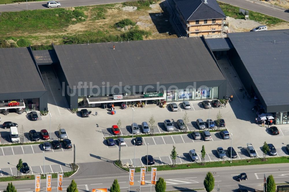 Luftbild Pocking - Einkaufs- Areal mit Händler- Geschäften in Pocking im Bundesland Bayern, Deutschland