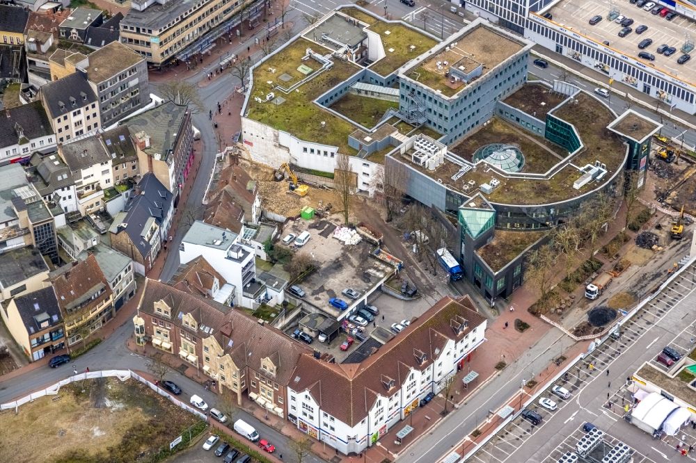 Luftaufnahme Hamm - Einkaufzentrum City Galerie am Westring mit Abrissarbeiten an der Ritterstraße in Hamm im Bundesland Nordrhein-Westfalen, Deutschland