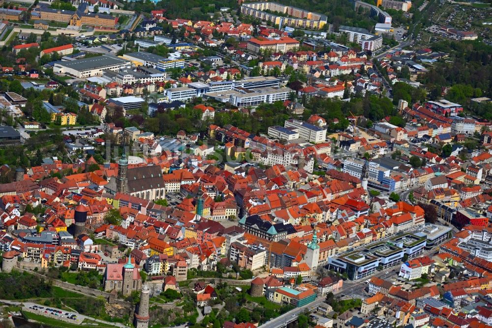 Luftaufnahme Bautzen - Einkaufzentrum Kornmarkt- Center in Bautzen im Bundesland Sachsen, Deutschland