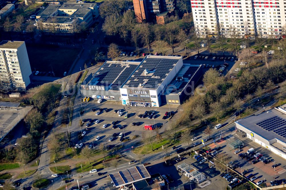 Marl aus der Vogelperspektive: Einkaufzentrum Marler Stern, Elektrofachmarkt Saturn, in Marl im Bundesland Nordrhein-Westfalen, Deutschland