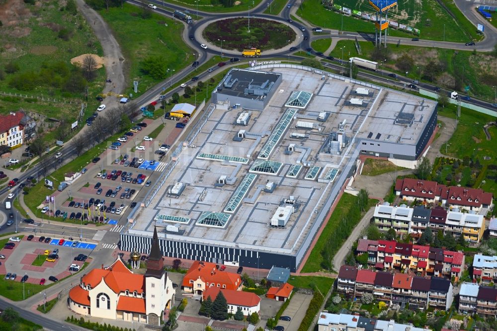 Zgorzelec - Gerltsch aus der Vogelperspektive: Einkaufzentrum Myjnia Plaza in Zgorzelec - Gerltsch in Dolnoslaskie - Niederschlesien, Polen