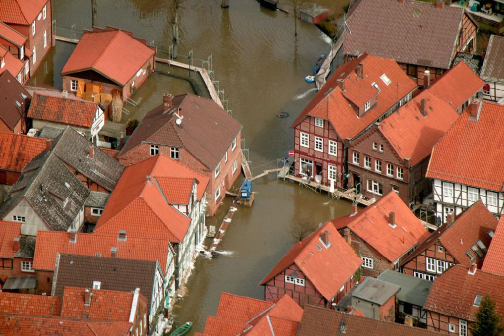 Luftaufnahme Hitzacker - Elbe-Hochwasser Hitzacker