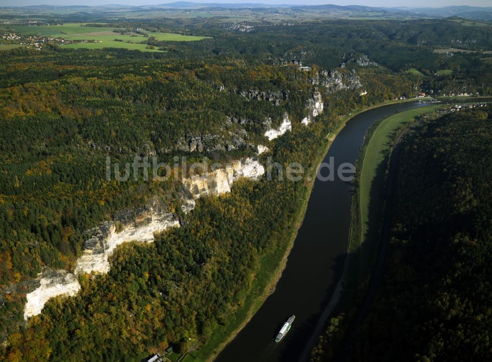 Luftbild Bad Schandau - Elbtal und Sächsische Schweiz beim Ortsteil Postelwitz in Bad Schandau im Bundesland Sachsen