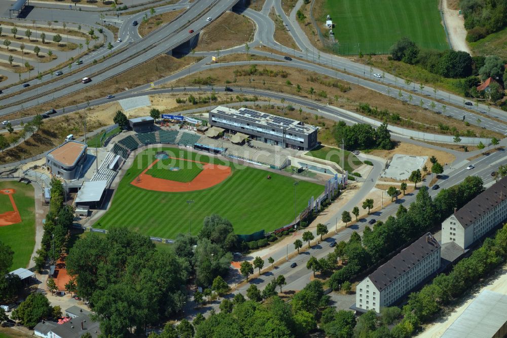 Luftaufnahme Regensburg - Ensemble der Sportplatzanlagen Armin-Wolf-Baseball-Arena in Regensburg im Bundesland Bayern, Deutschland