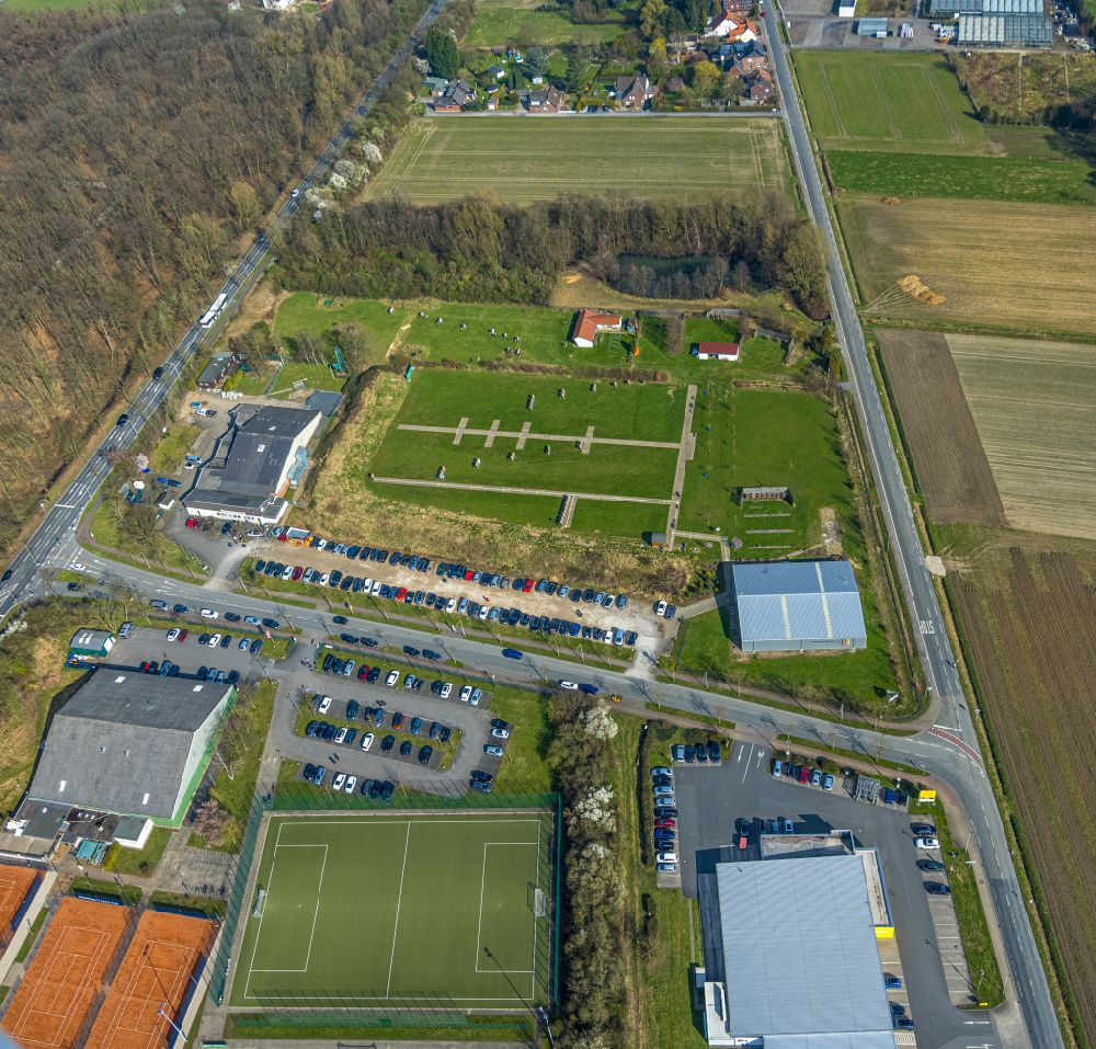Luftaufnahme Hamm - Ensemble der Sportplatzanlagen des Bogenschießplatz des HSC-Bogensportzentrum in Hamm im Bundesland Nordrhein-Westfalen, Deutschland