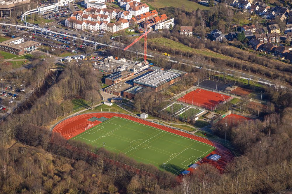 Dortmund von oben - Ensemble der Sportplatzanlagen Campus Nord in Dortmund im Bundesland Nordrhein-Westfalen, Deutschland