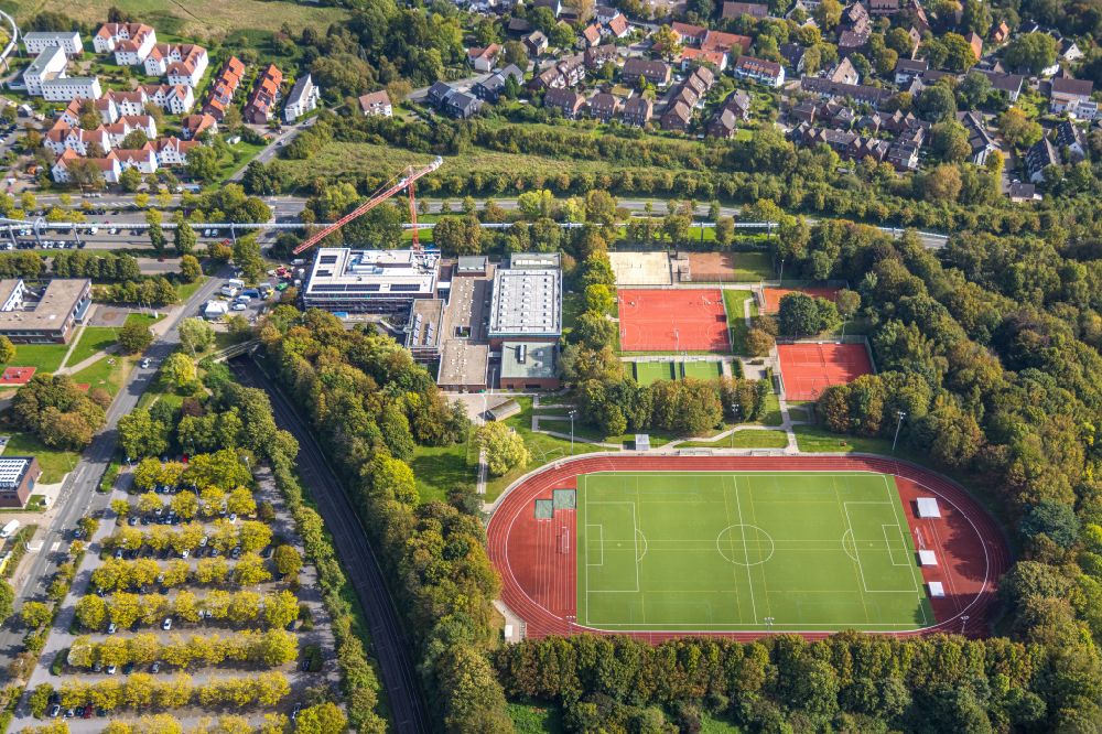 Dortmund aus der Vogelperspektive: Ensemble der Sportplatzanlagen Campus Nord in Dortmund im Bundesland Nordrhein-Westfalen, Deutschland