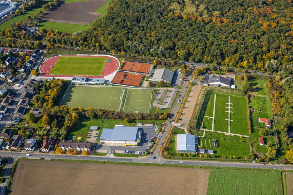Hamm von oben - Ensemble der Sportplatzanlagen in Hamm im Bundesland Nordrhein-Westfalen
