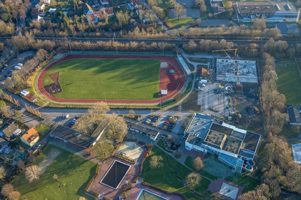 Luftbild Werl - Ensemble der Sportplatzanlagen mit dem Heinrich Buchgeister Stadion in Werl im Bundesland Nordrhein-Westfalen, Deutschland