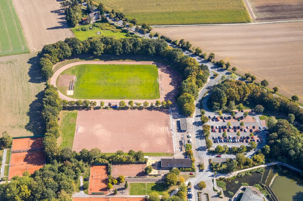 Luftbild Pelkum - Ensemble der Sportplatzanlagen im Selbachpark in Pelkum im Bundesland Nordrhein-Westfalen, Deutschland