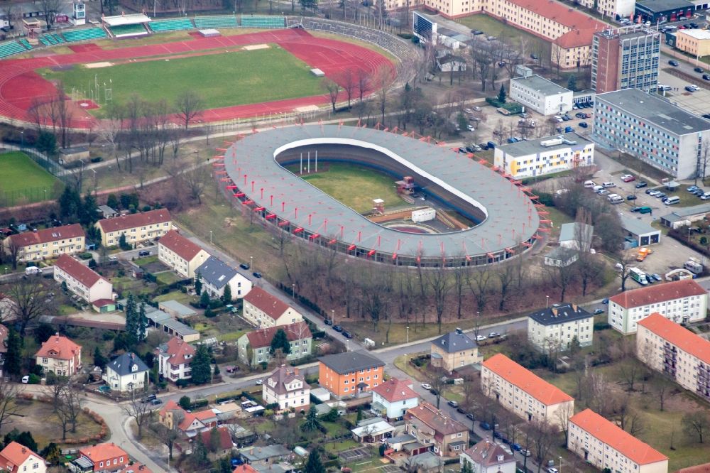 Cottbus aus der Vogelperspektive: Ensemble der Sportplatzanlagen Sportzentrum in Cottbus im Bundesland Brandenburg