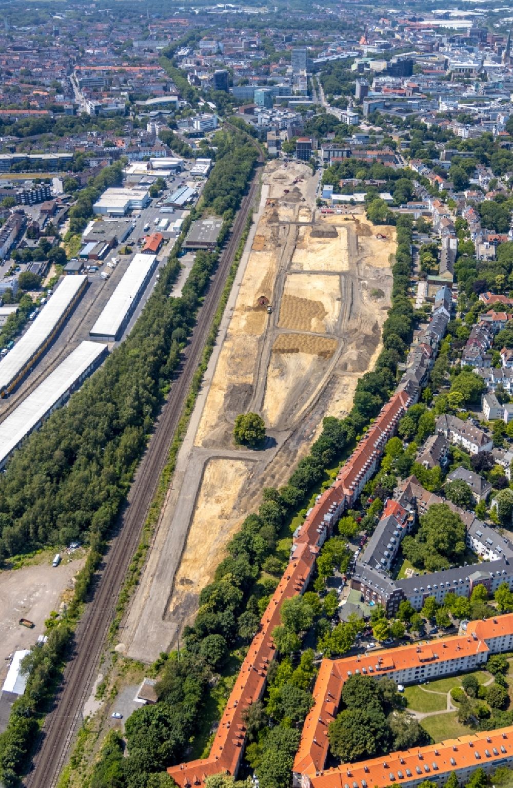 Luftaufnahme Dortmund - Entwicklungsgebiet und Bauland- Brache an der Straße Heiliger Weg in Dortmund im Bundesland Nordrhein-Westfalen, Deutschland