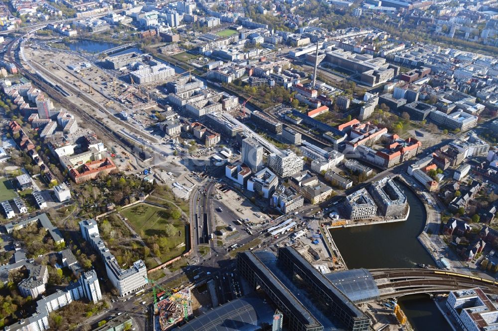 Berlin von oben - Entwicklungsgebiet der Europa City entlang der Heidestraße im Ortsteil Moabit in Berlin, Deutschland