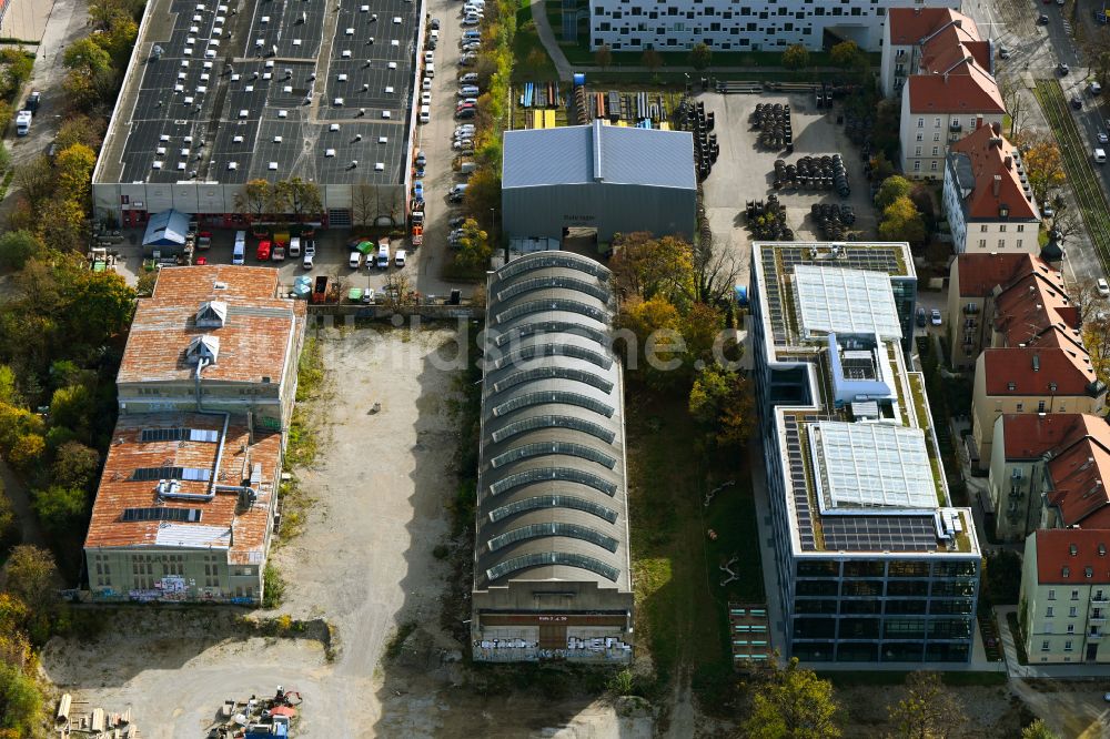 Luftbild München - Entwicklungsgebiet der Industriebrache alter Lagerhallen in München im Bundesland Bayern, Deutschland