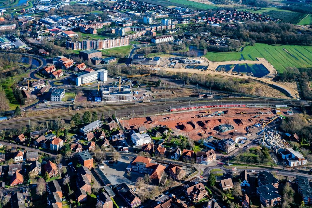 Luftaufnahme Stade - Entwicklungsgebiet der Industriebrache des ehemaligen Mineralölwerkes in Stade im Bundesland Niedersachsen, Deutschland