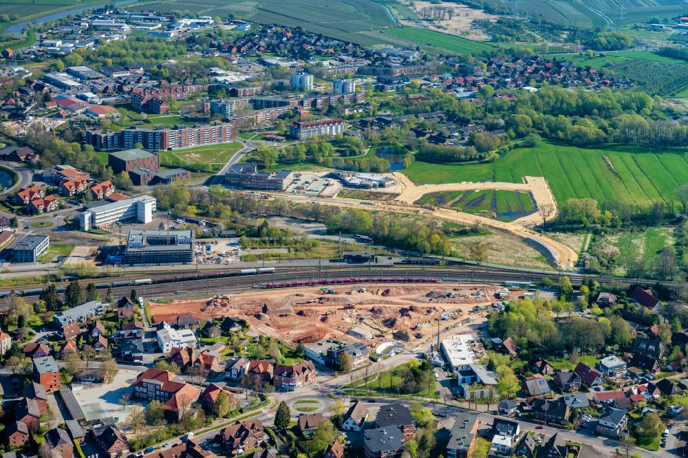 Luftbild Stade - Entwicklungsgebiet der Industriebrache des ehemaligen Mineralölwerkes in Stade im Bundesland Niedersachsen, Deutschland