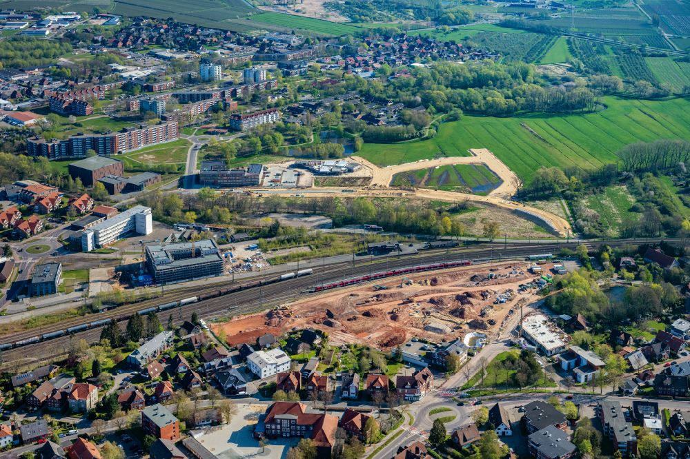 Luftaufnahme Stade - Entwicklungsgebiet der Industriebrache des ehemaligen Mineralölwerkes in Stade im Bundesland Niedersachsen, Deutschland