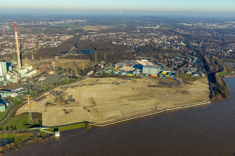 Duisburg von oben - Entwicklungsgebiet der Industriebrache Logport VI in Duisburg im Bundesland Nordrhein-Westfalen, Deutschland