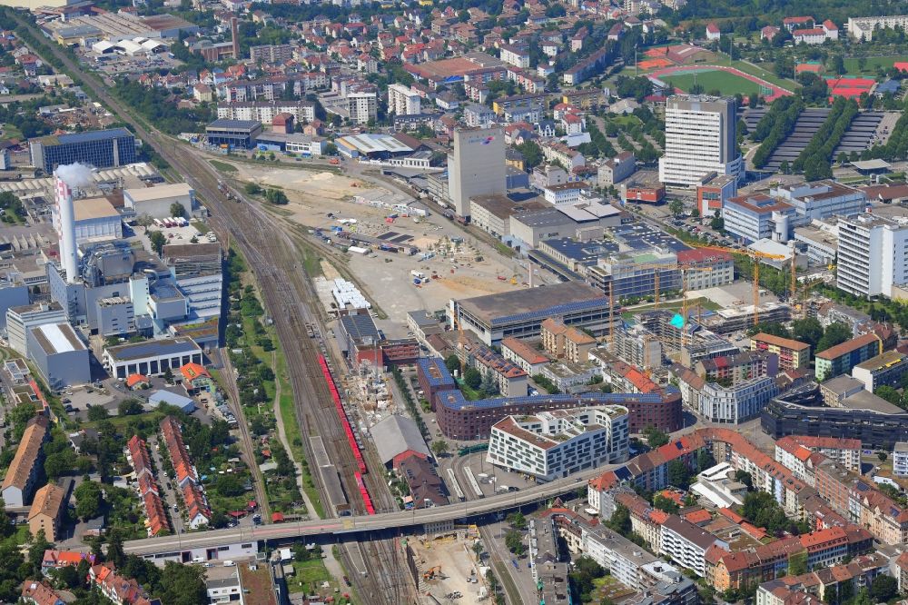 Luftaufnahme Basel - Entwicklungsgebiet der Industriebrache Lysbüchel Areal in Basel, Schweiz