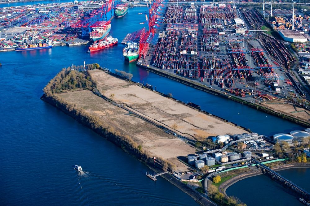 Luftbild Hamburg - Entwicklungsgebiet der Industriebrache am Petroleumhafen im Ortsteil Waltershof in Hamburg, Deutschland