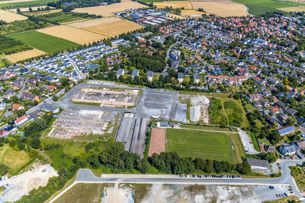 Soest von oben - Entwicklungsgebiet der Industriebrache am Teinenkamp in Soest im Bundesland Nordrhein-Westfalen, Deutschland