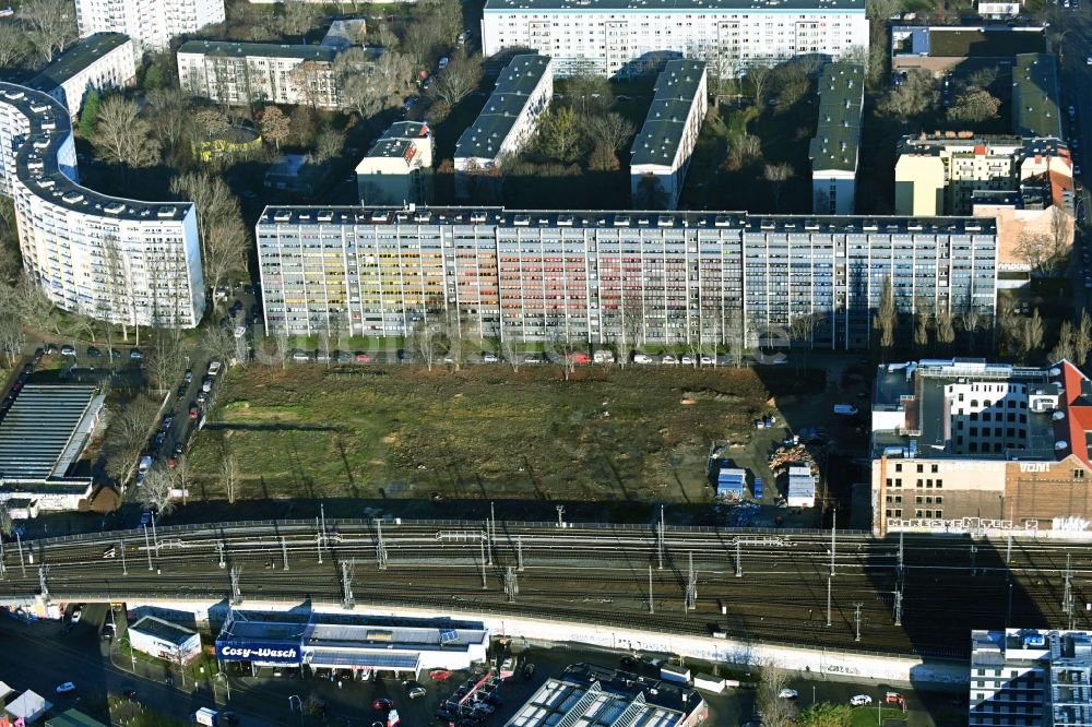 Berlin von oben - Entwicklungsgebiet Julius-Pintsch-Brache im Ortsteil Friedrichshain in Berlin, Deutschland
