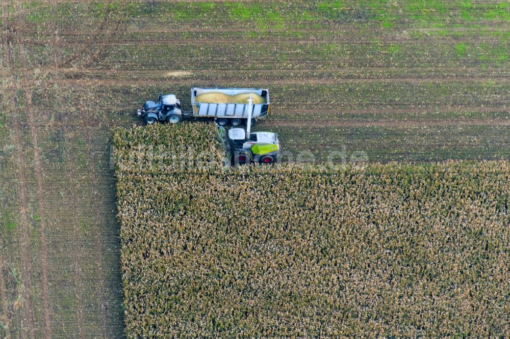 Luftbild Rotzendorf - Ernteeinsatz auf landwirtschaftlichen Feldern in Rotzendorf im Bundesland Bayern, Deutschland