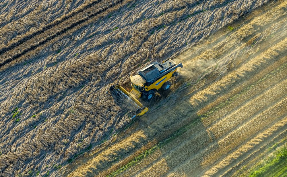 Luftbild Sönnern - Ernteeinsatz auf landwirtschaftlichen Feldern in Sönnern im Bundesland Nordrhein-Westfalen, Deutschland