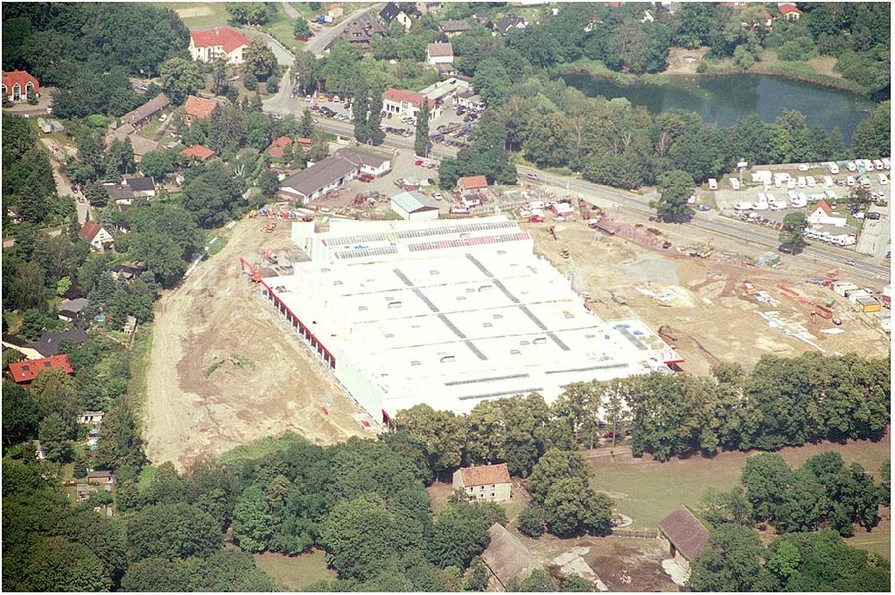 Luftbild Birkenwerder - Errichtung eines Baumarktes der Bauhauskette in der nähe von Birkenwerder
