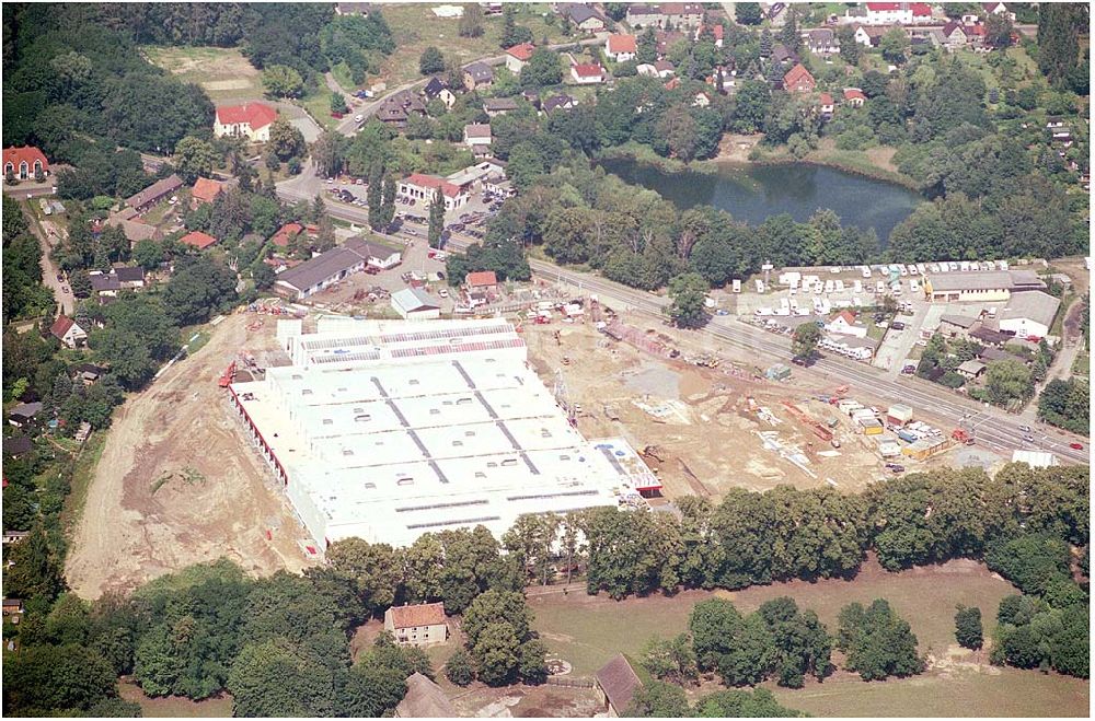 Luftaufnahme Birkenwerder - Errichtung eines Baumarktes der Bauhauskette in der nähe von Birkenwerder