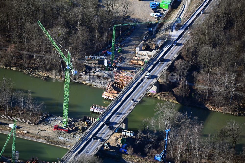 Luftbild München - Ersatzneubau des Brückenbauwerk der Isarbrücke in München im Bundesland Bayern, Deutschland