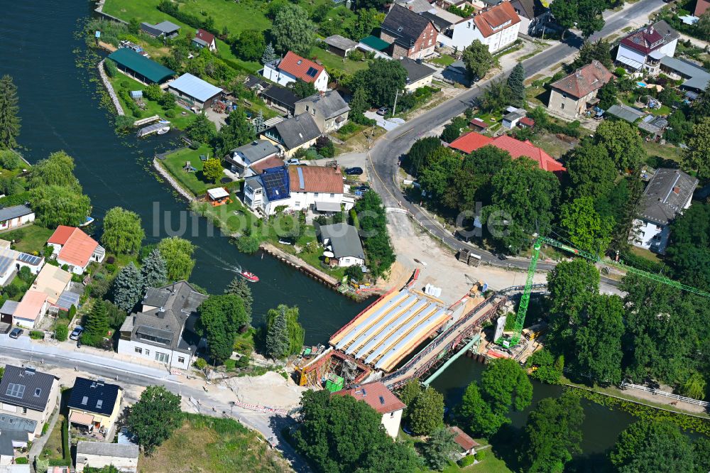 Luftaufnahme Woltersdorf - Ersatzneubau des Brückenbauwerk Rüdersdorfer Straße in Woltersdorf im Bundesland Brandenburg, Deutschland