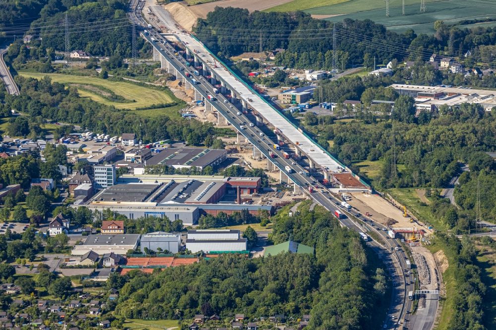 Luftaufnahme Hagen - Ersatzneubau Lennetalbrücke der Autobahn BAB A45 in Hagen im Bundesland Nordrhein-Westfalen