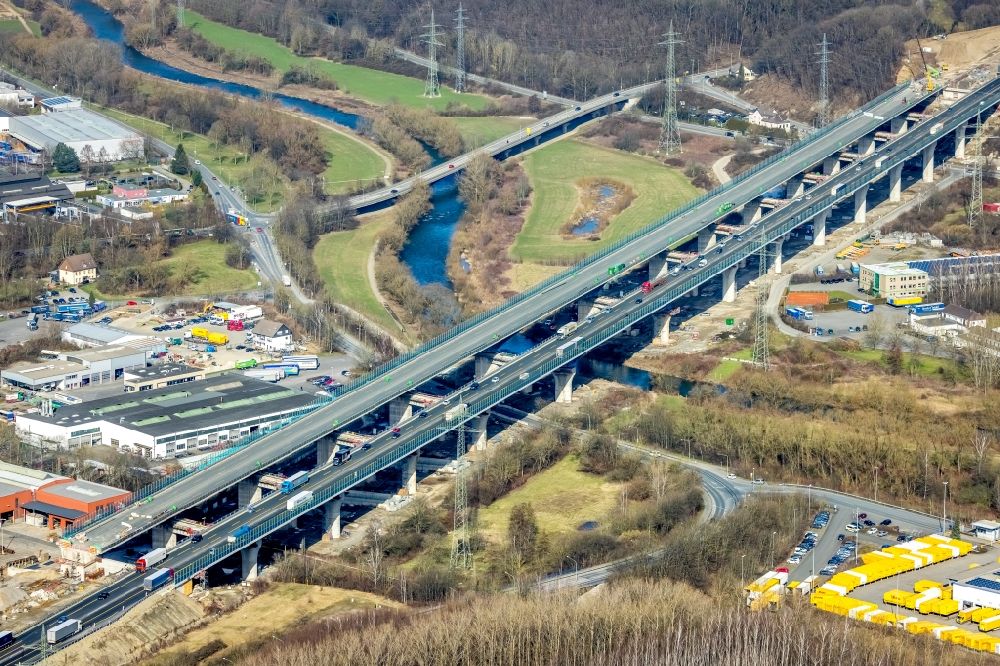 Luftbild Hagen - Ersatzneubau Lennetalbrücke der Autobahn BAB A45 in Hagen im Bundesland Nordrhein-Westfalen