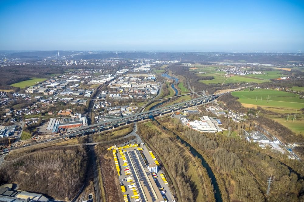 Hagen von oben - Ersatzneubau Lennetalbrücke der Autobahn BAB A45 in Hagen im Bundesland Nordrhein-Westfalen