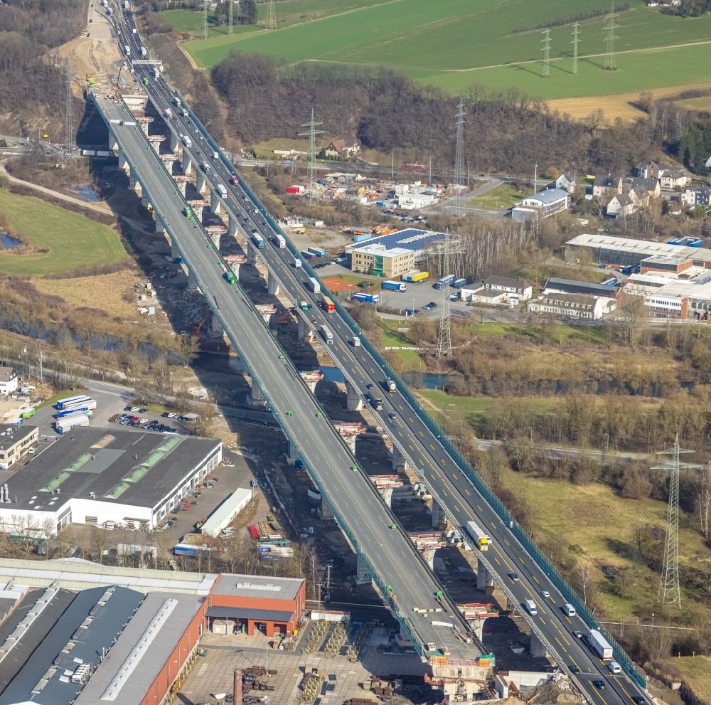 Hagen von oben - Ersatzneubau Lennetalbrücke der Autobahn BAB A45 in Hagen im Bundesland Nordrhein-Westfalen