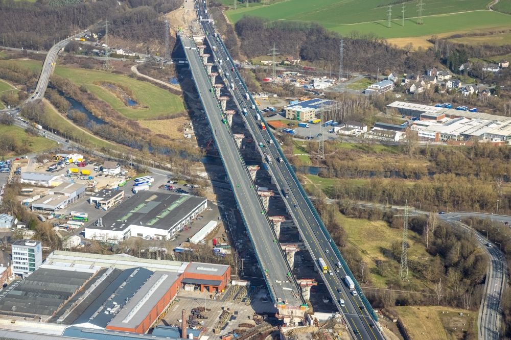 Hagen aus der Vogelperspektive: Ersatzneubau Lennetalbrücke der Autobahn BAB A45 in Hagen im Bundesland Nordrhein-Westfalen