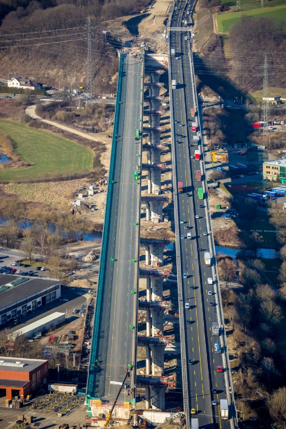 Hagen aus der Vogelperspektive: Ersatzneubau Lennetalbrücke der Autobahn BAB A45 in Hagen im Bundesland Nordrhein-Westfalen