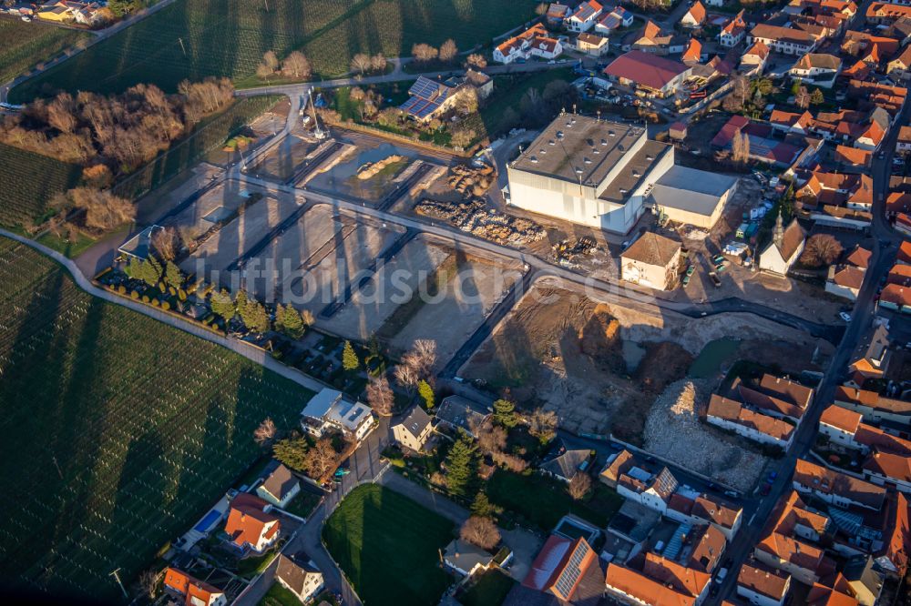 Luftbild Böchingen - Erschließung zum Neubau- Wohngebiet einer Einfamilienhaus- Siedlung Friedhofstraße in Böchingen im Bundesland Rheinland-Pfalz, Deutschland