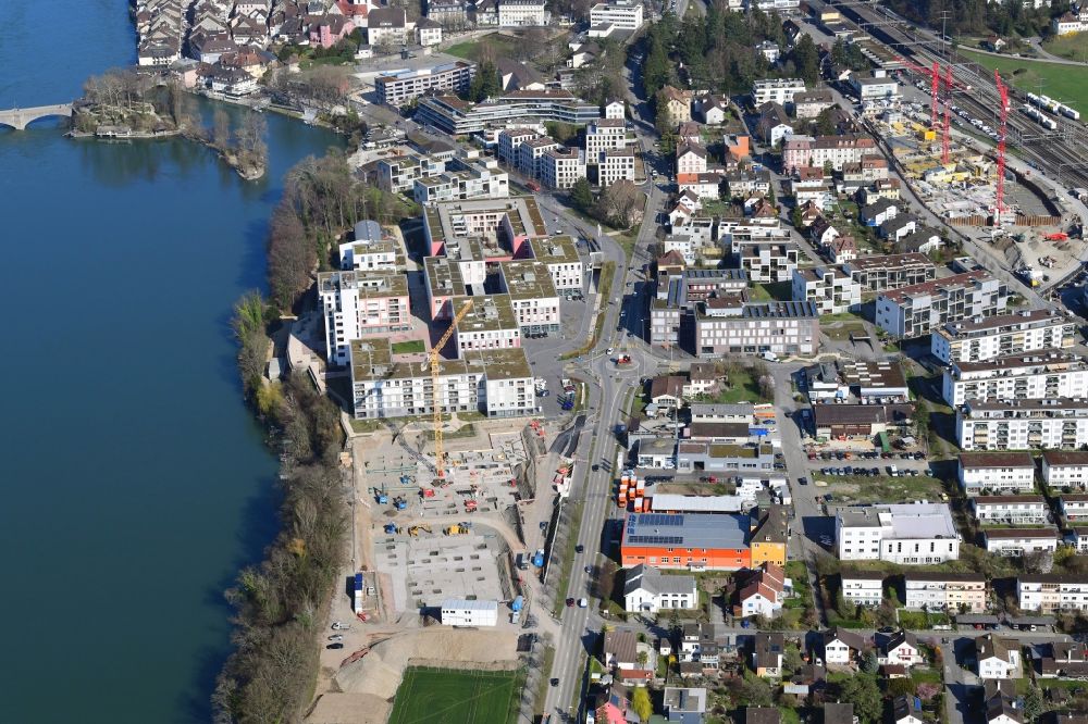 Luftbild Rheinfelden - Erweiterung beim Wohn- und Geschäftshaus Viertel Salmenpark am Rhein in Rheinfelden im Kanton Aargau, Schweiz