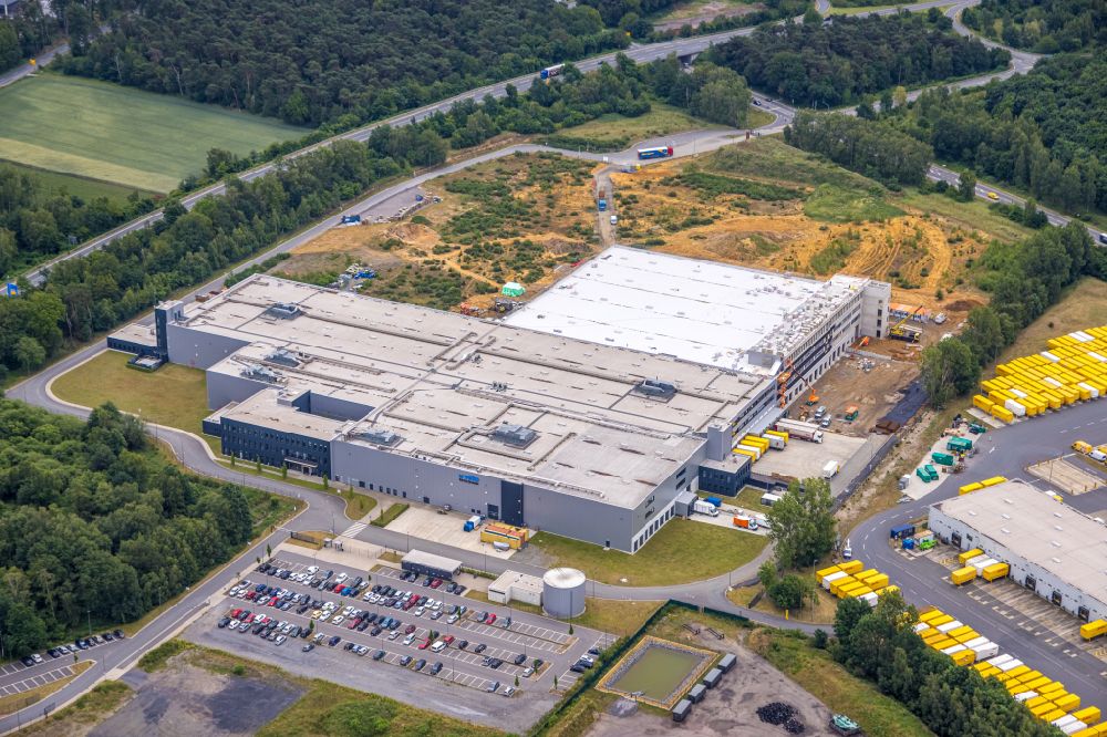 Luftaufnahme Dorsten - Erweiterung des Logistikzentrums Arvato Supply Chain Solutions in Dorsten im Bundesland Nordrhein-Westfalen, Deutschland